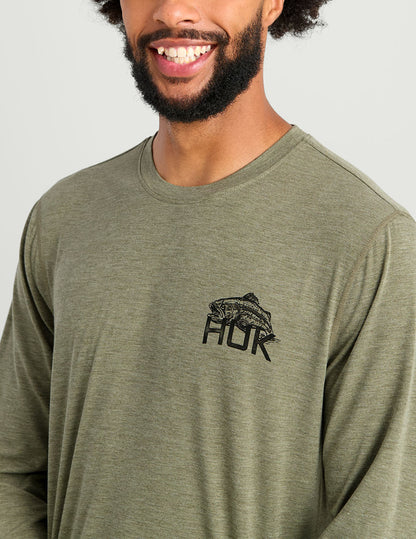 Huk Drift Long Sleeve Performance Tee - Moss Heather