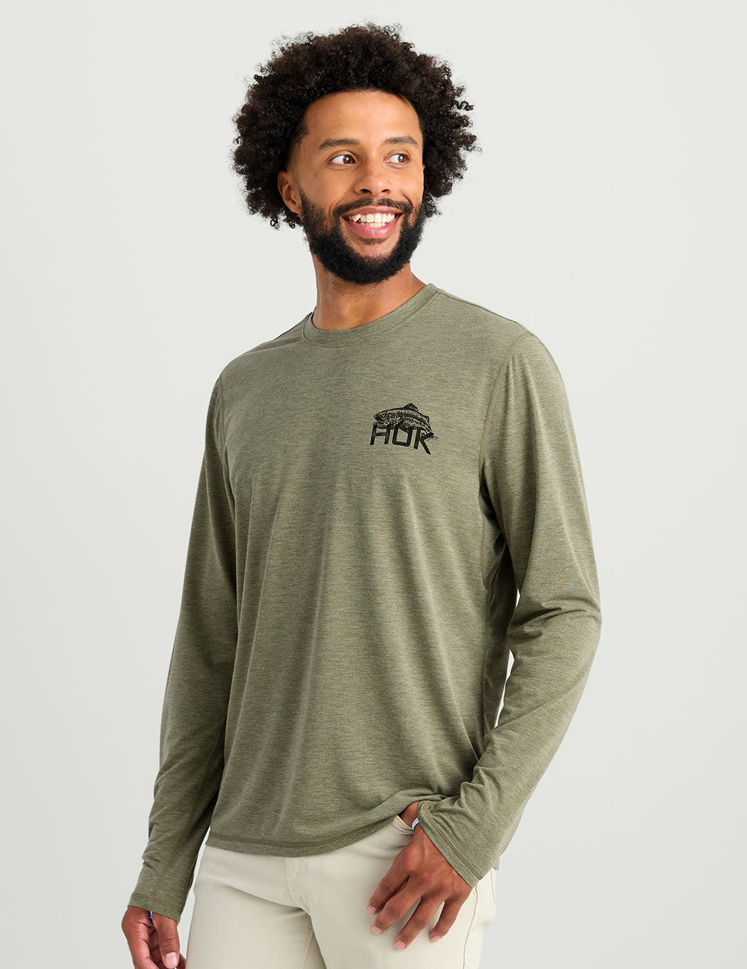 Huk Drift Long Sleeve Performance Tee - Moss Heather