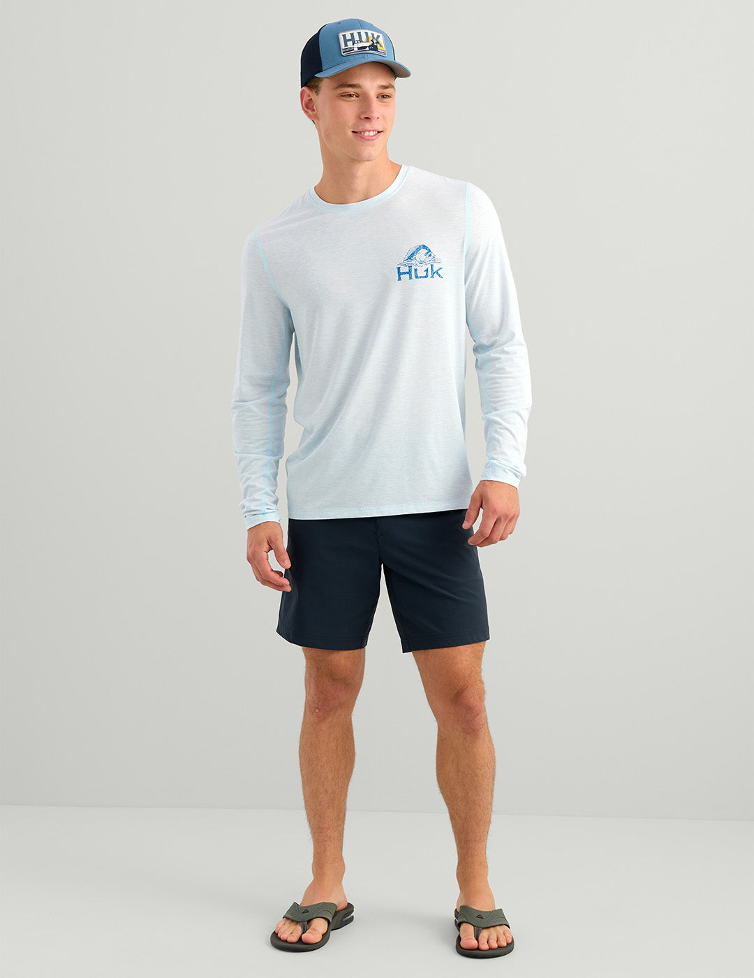 Huk Drift Long Sleeve Performance Tee - Coastal Drift Heather