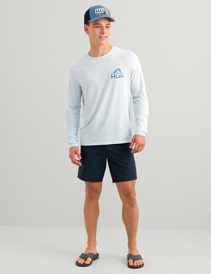 Huk Drift Long Sleeve Performance Tee - Coastal Drift Heather