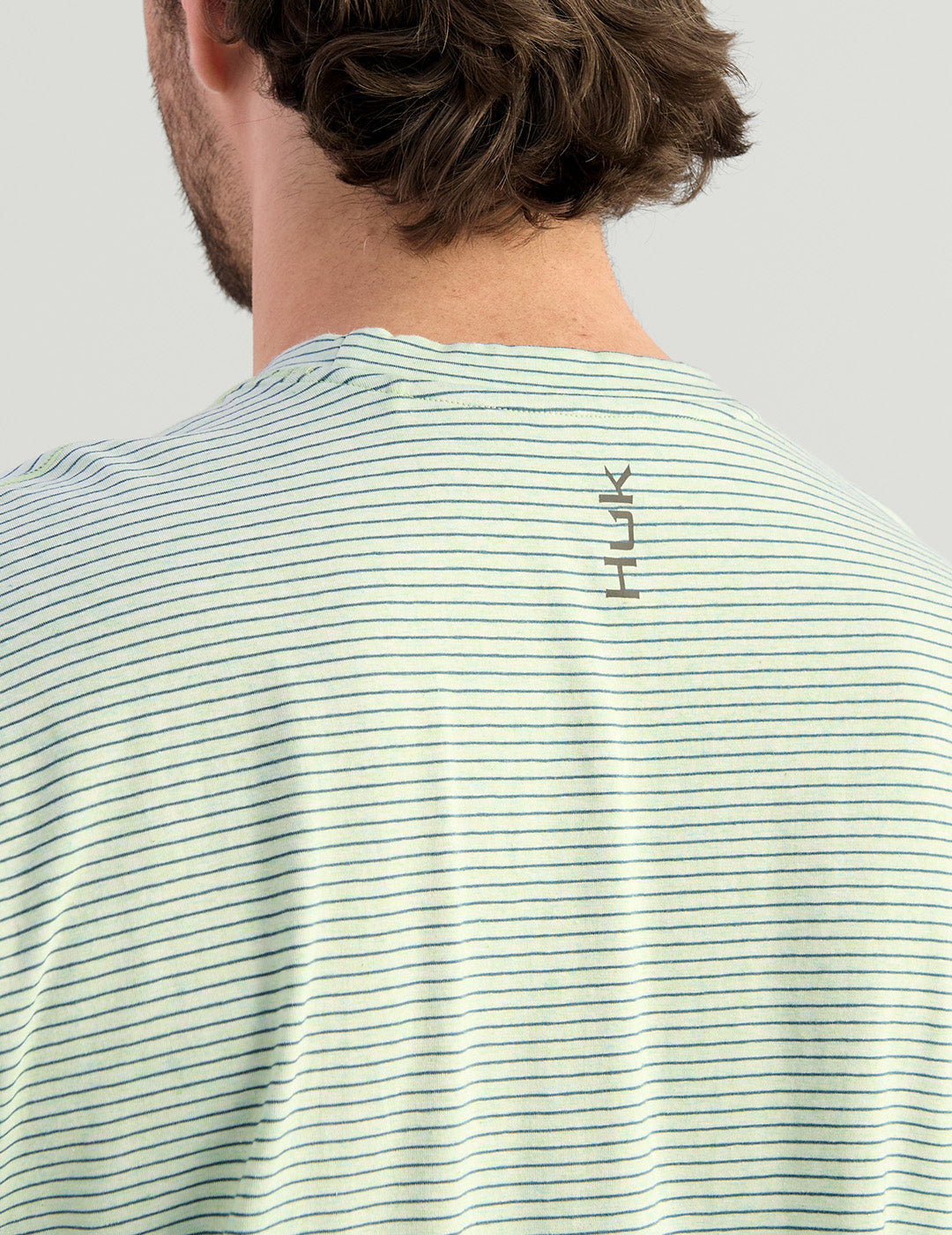 Huk Tasc Short Sleeve Crew - Seafoam Mist Mini-Stripe