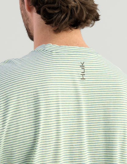 Huk Tasc Short Sleeve Crew - Seafoam Mist Mini-Stripe