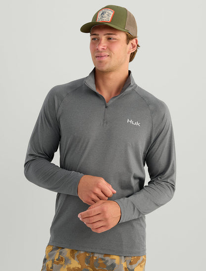 Huk Airweight Heather 1/4 Zip - Anchor Heather