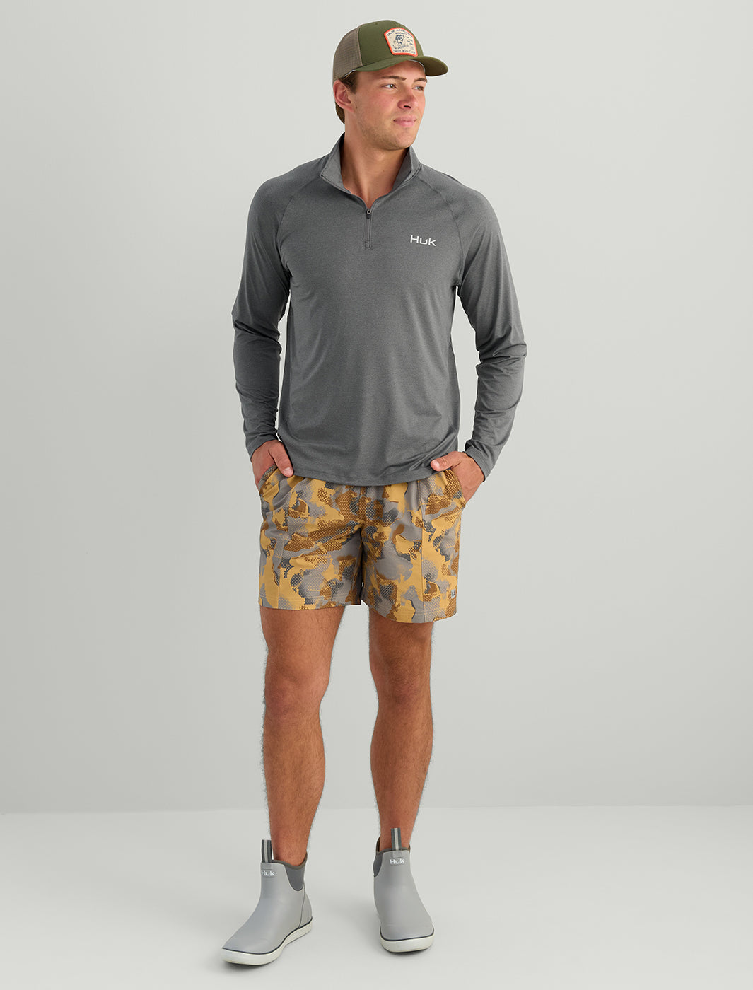 Huk Airweight Heather 1/4 Zip - Anchor Heather