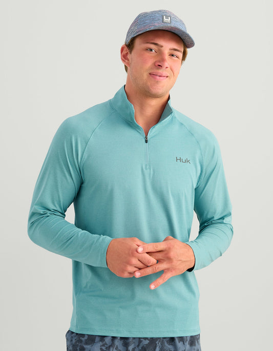 Huk Airweight Heather 1/4 Zip - Reefline Heather