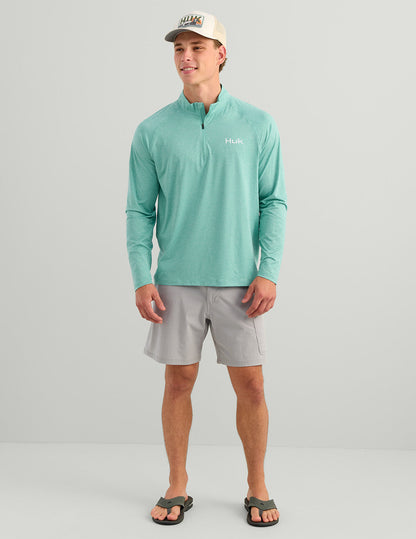 Huk Airweight Heather 1/4 Zip - Marine Blue Heather