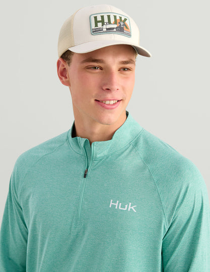 Huk Airweight Heather 1/4 Zip - Marine Blue Heather