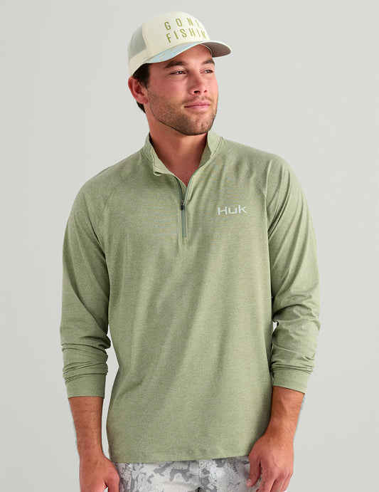 Huk Airweight Heather 1/4 Zip - Seagrass Heather