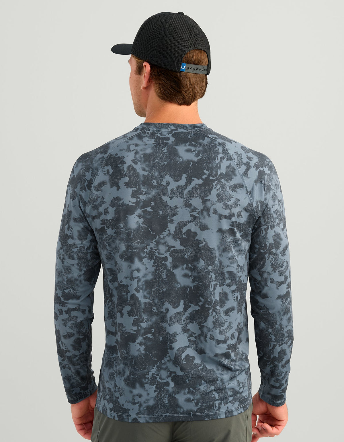Huk Airweight KC Printed Crew - Stormy Blue Tideloom Camo