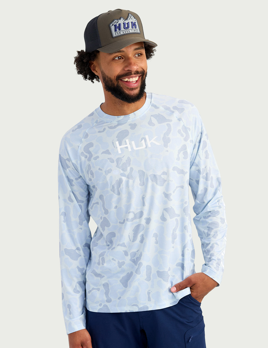 Huk Airweight KC Printed Crew - KC Sky Camo