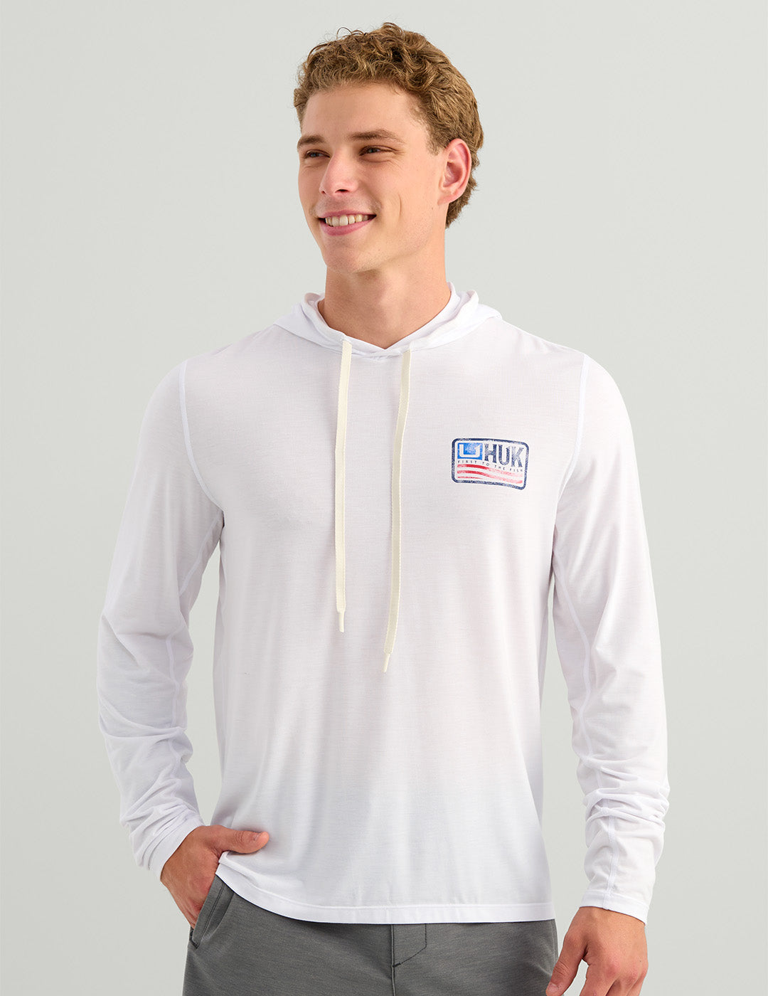 Huk Drift Performance Hoodie Tee - White