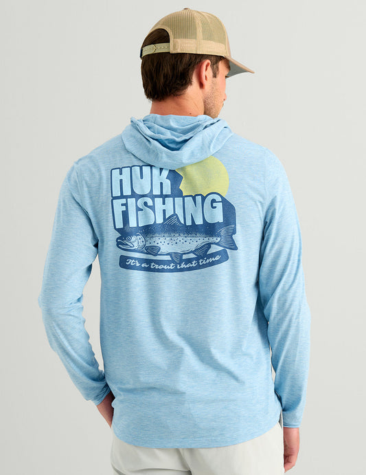 Huk Drift Performance Hoodie Tee - Shipyard Heather