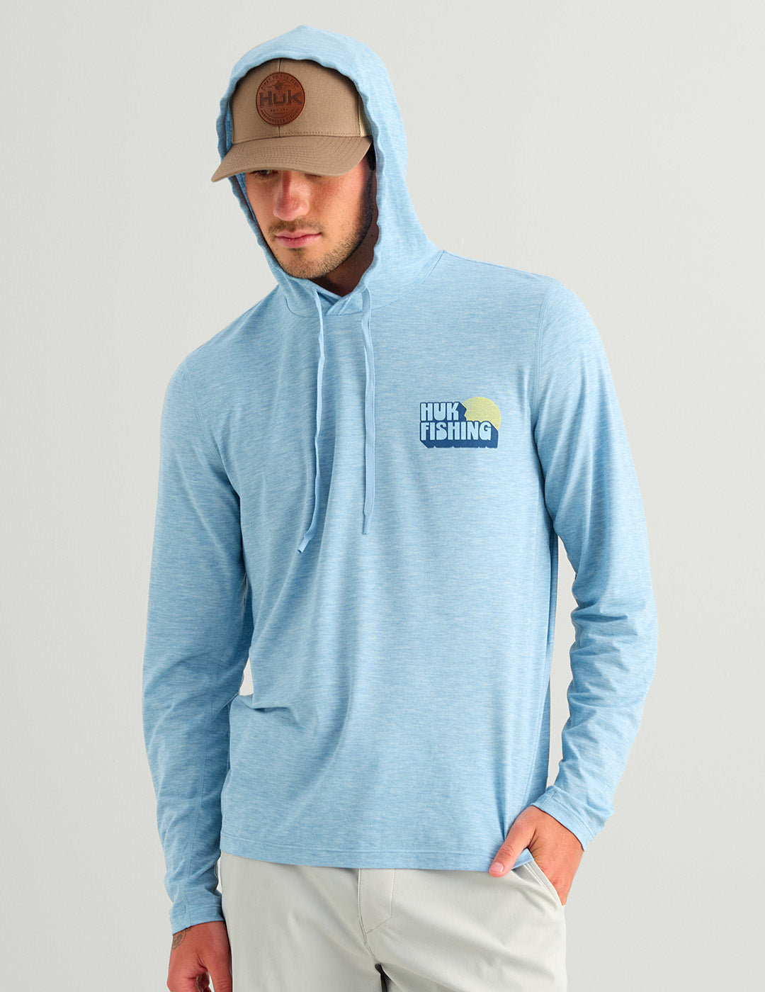 Huk Drift Performance Hoodie Tee - Shipyard Heather