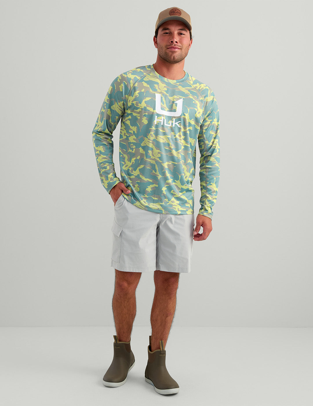 Huk Icon Printed Performance Crew - Seagrass Camo