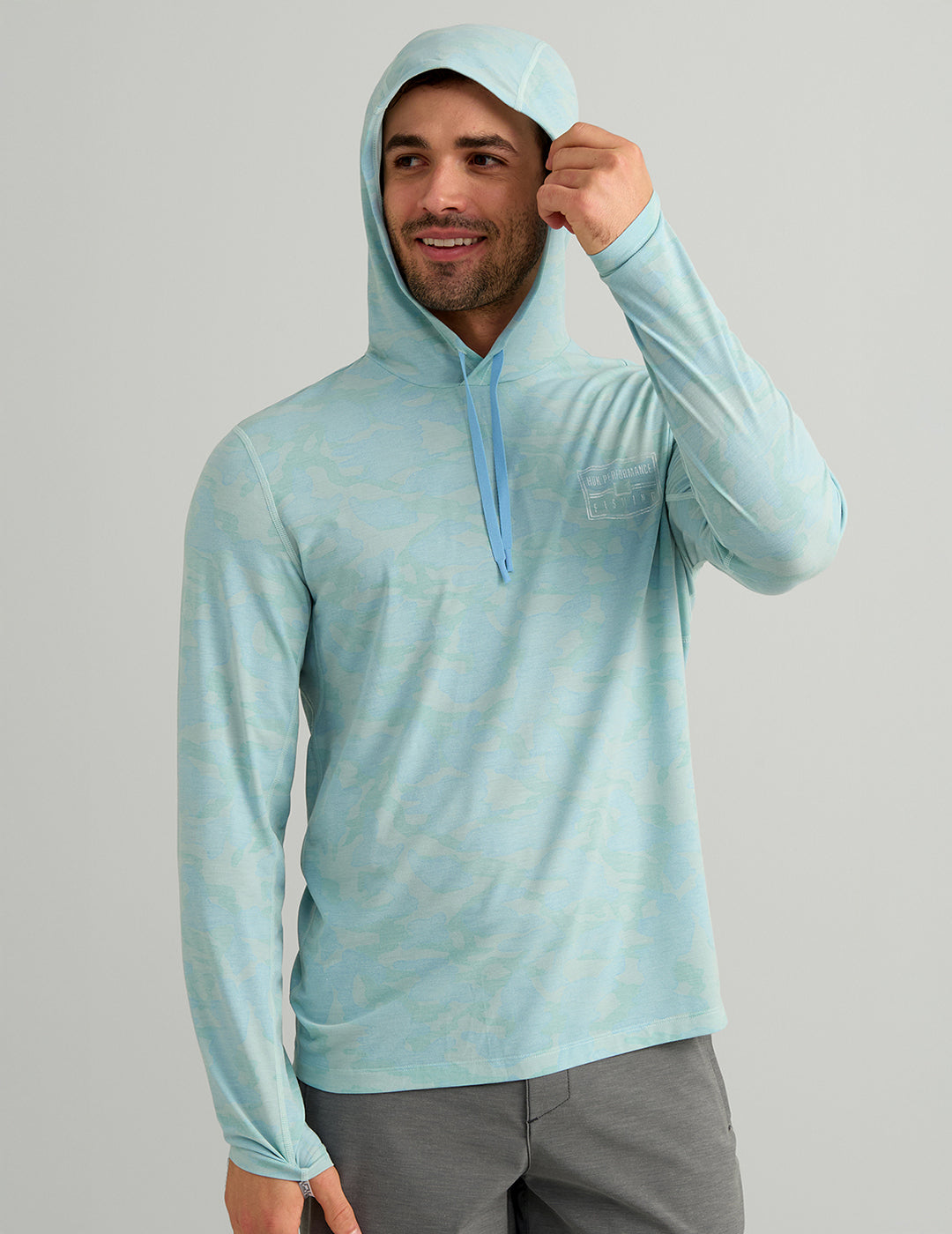 Huk Drift Performance Hoodie Tee - Heron Blue Camo