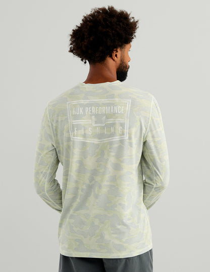 Huk Drift Long Sleeve Performance Tee - Pale Algae Camo