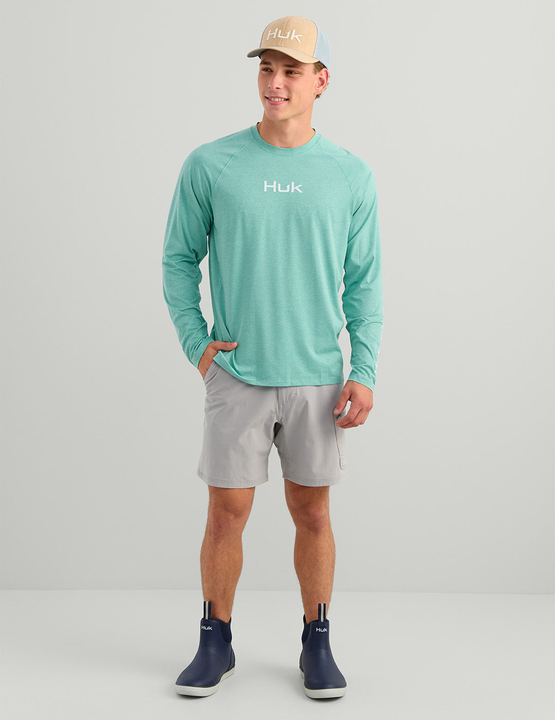 Huk Airweight Crew - Marine Blue Heather