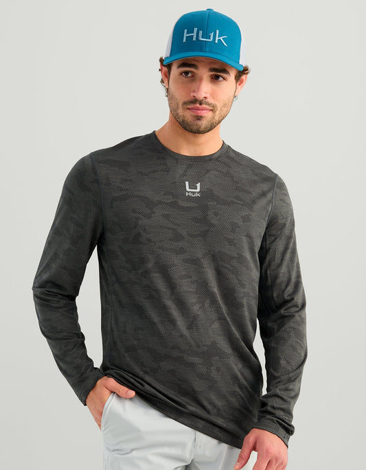 Huk A1A Pro Long Sleeve Crew - Dark Shadow Camo