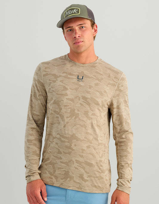 Huk A1A Pro Long Sleeve Crew - River Rock Camo