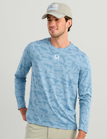 Huk A1A Pro Long Sleeve Crew - Cerulean Camo