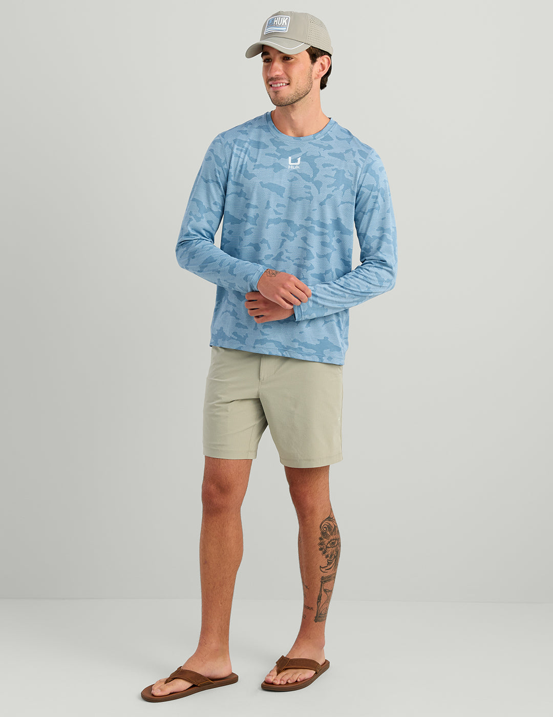 Huk A1A Pro Long Sleeve Crew - Cerulean Camo