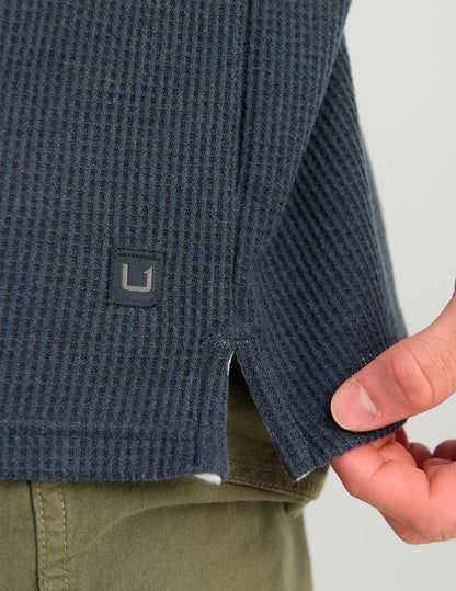 Huk Waffle Long Sleeve Crew - Sea Storm Heather