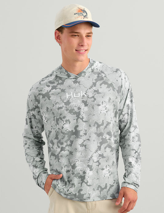 Huk Airweight KC Printed Hoodie - Sharkskin Estuary Camo