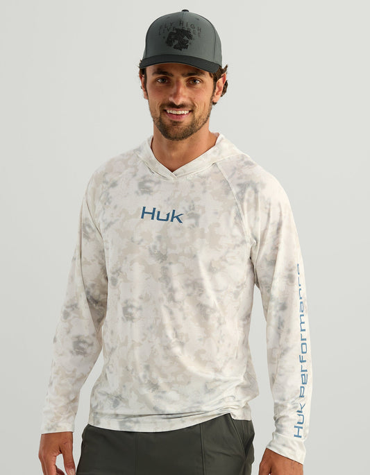 Huk Airweight KC Printed Hoodie - Egret Tideloom Camo