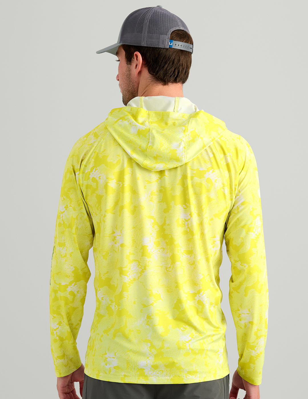 Huk Airweight KC Printed Hoodie - Vintage Chartreuse Estuary Camo