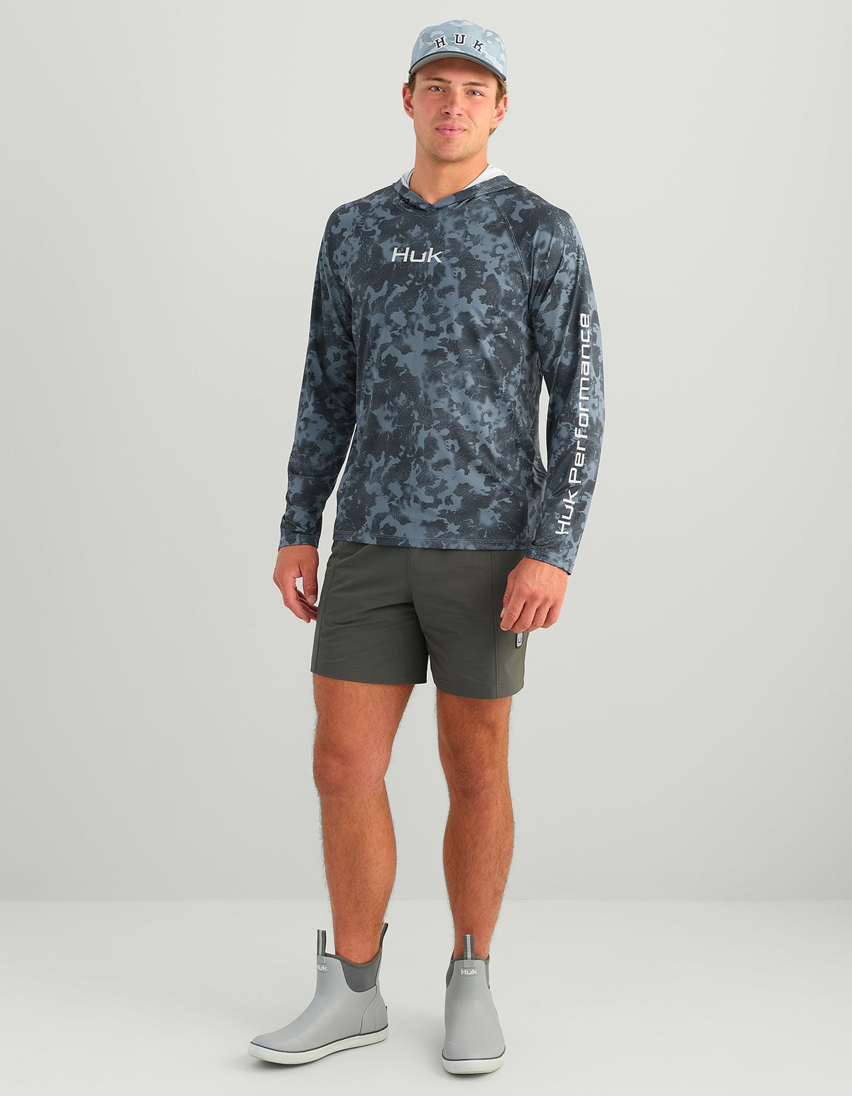 Huk Airweight KC Printed Hoodie - Stormy Blue Tideloom Camo