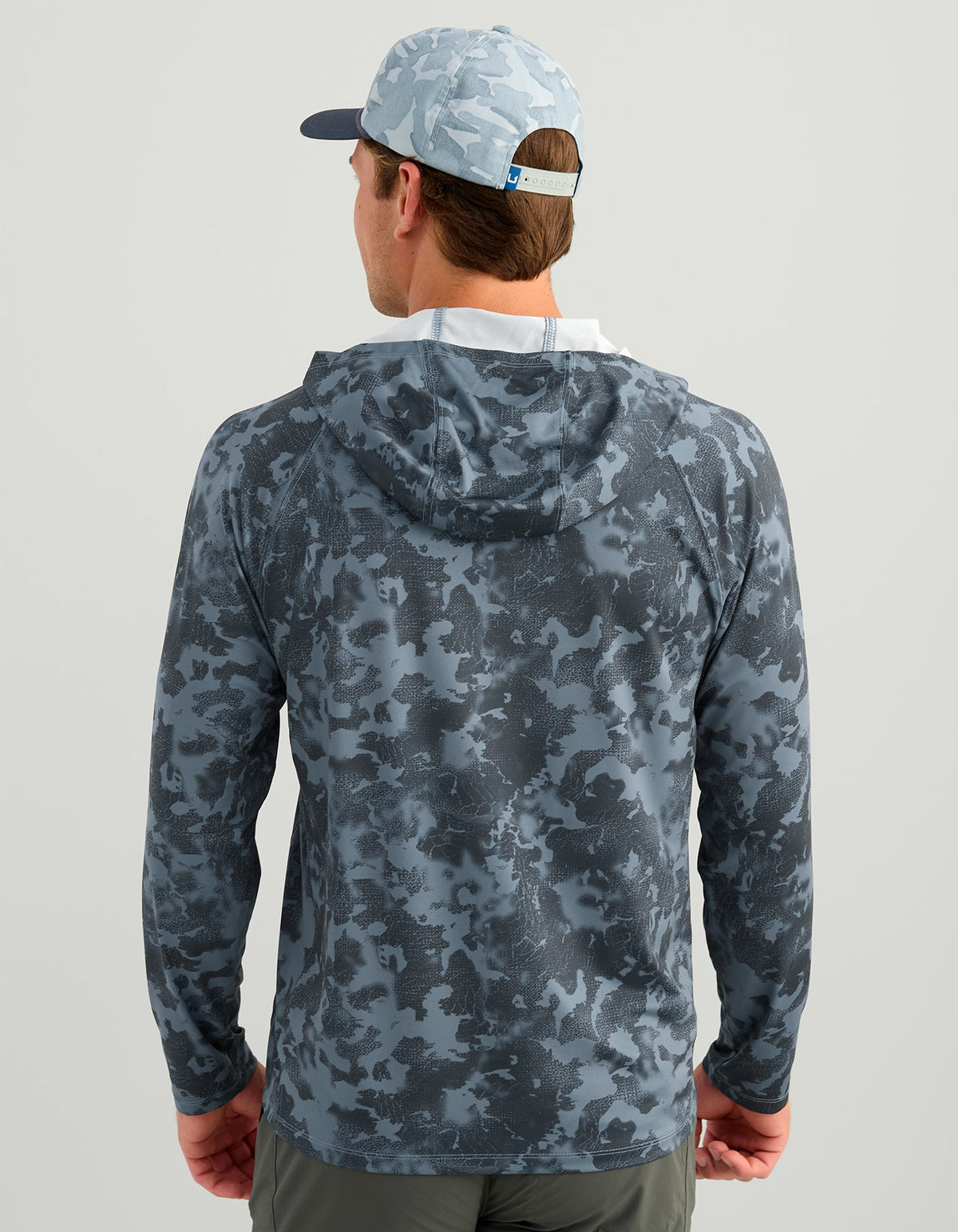 Huk Airweight KC Printed Hoodie - Stormy Blue Tideloom Camo
