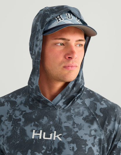 Huk Airweight KC Printed Hoodie - Stormy Blue Tideloom Camo