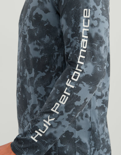 Huk Airweight KC Printed Hoodie - Stormy Blue Tideloom Camo