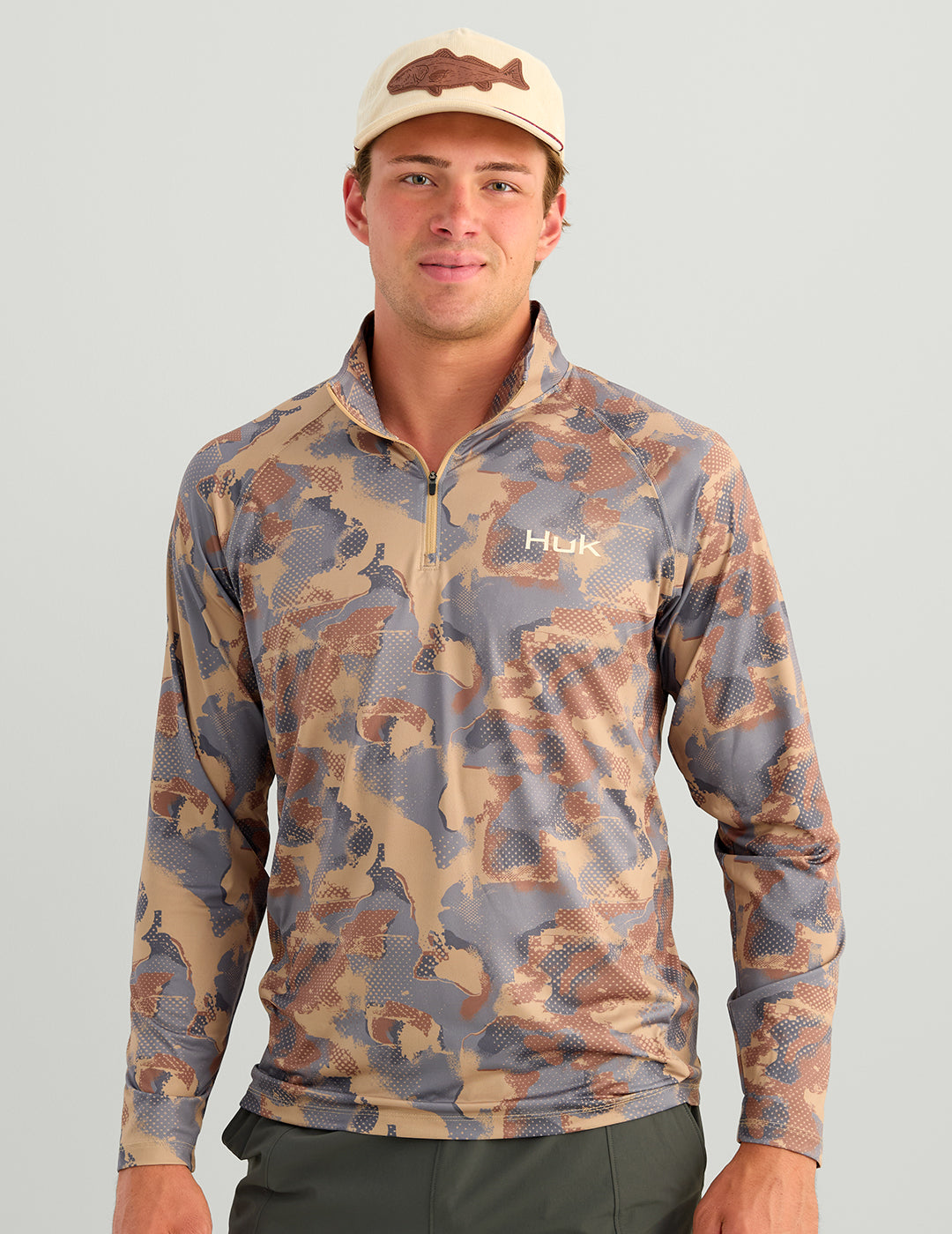 Huk Airweight KC Print 1/4 Zip - Starfish Tideloom Camo