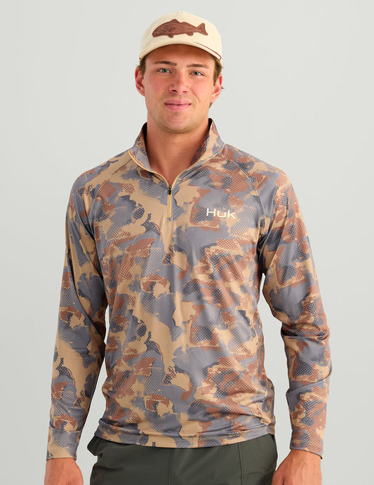 Huk Airweight KC Print 1/4 Zip - Starfish Tideloom Camo