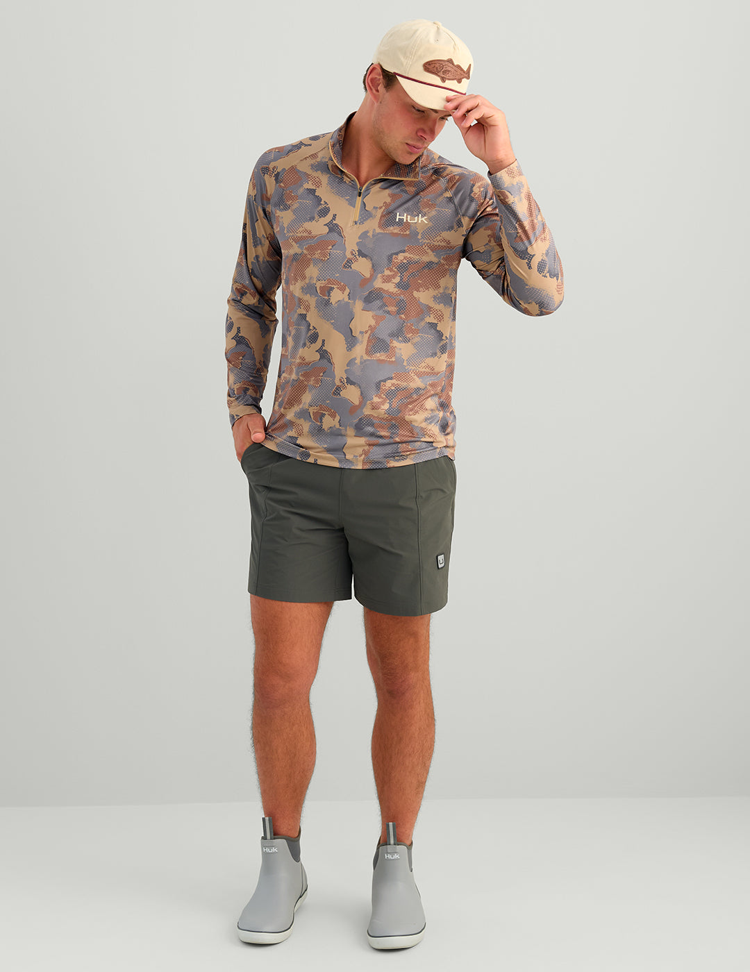 Huk Airweight KC Print 1/4 Zip - Starfish Tideloom Camo