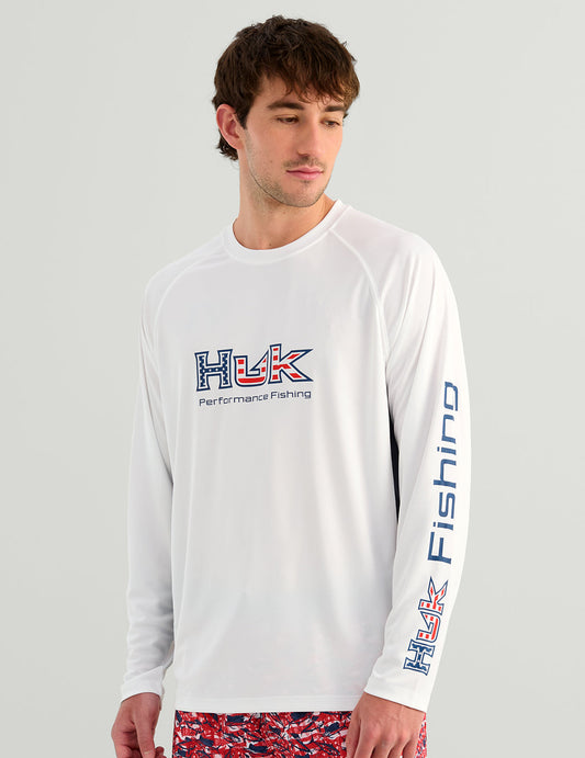Huk Pursuit Americana Performance Crew - White