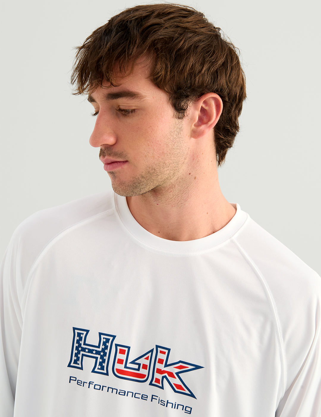 Huk Pursuit Americana Performance Crew - White