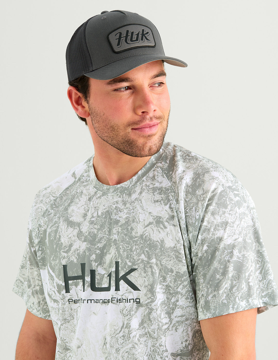 Huk Mossy Oak Pursuit Performance Short Sleeve Crew - Mossy Oak Seagrass