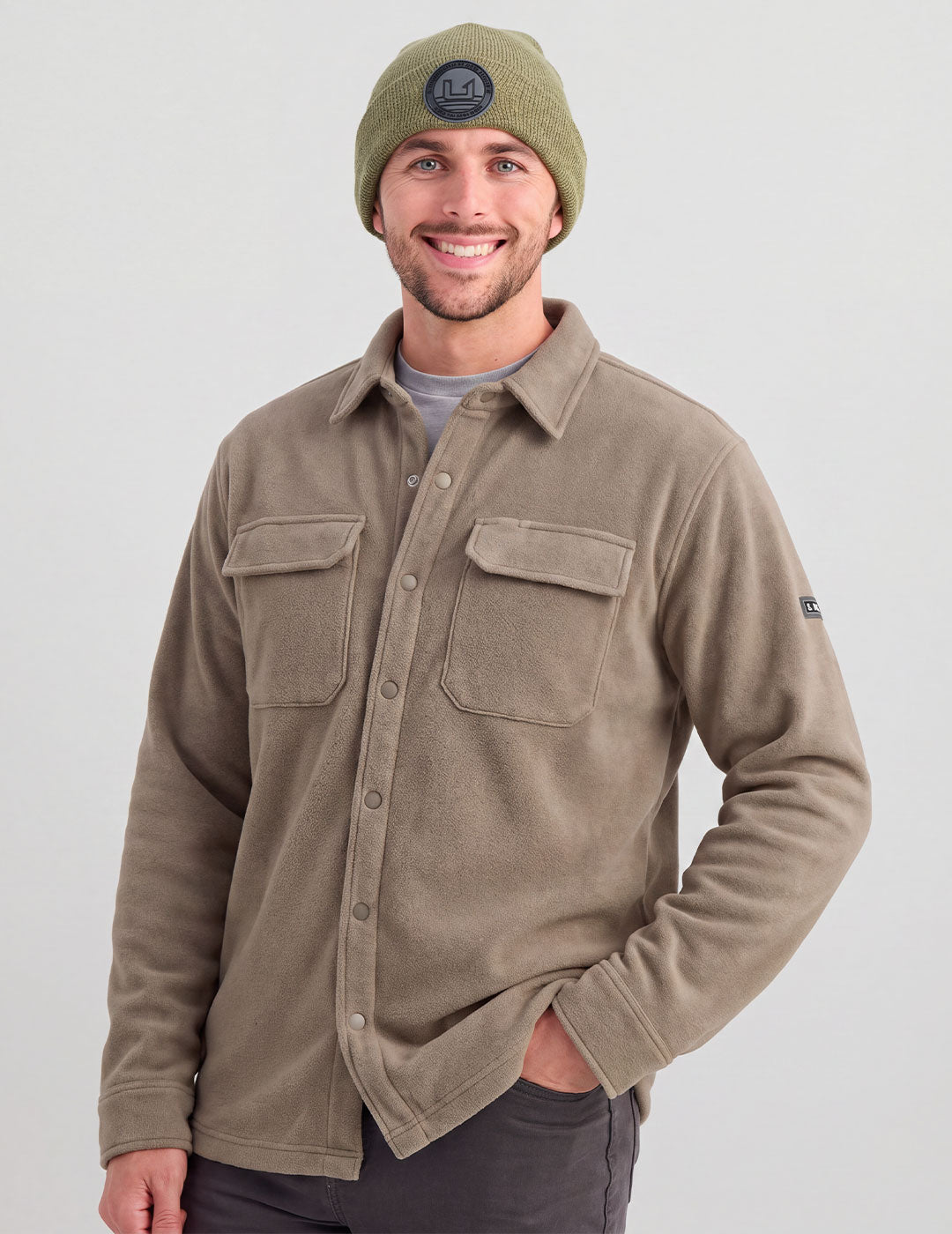 Huk Fleece Shacket - Mudminnow Heather
