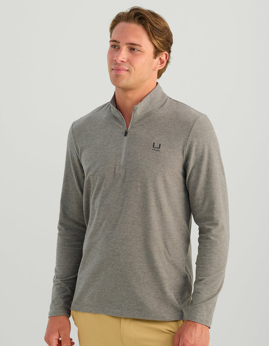 Huk Leeward Lightweight Fleece 1/4 Zip - Sharkskin Heather