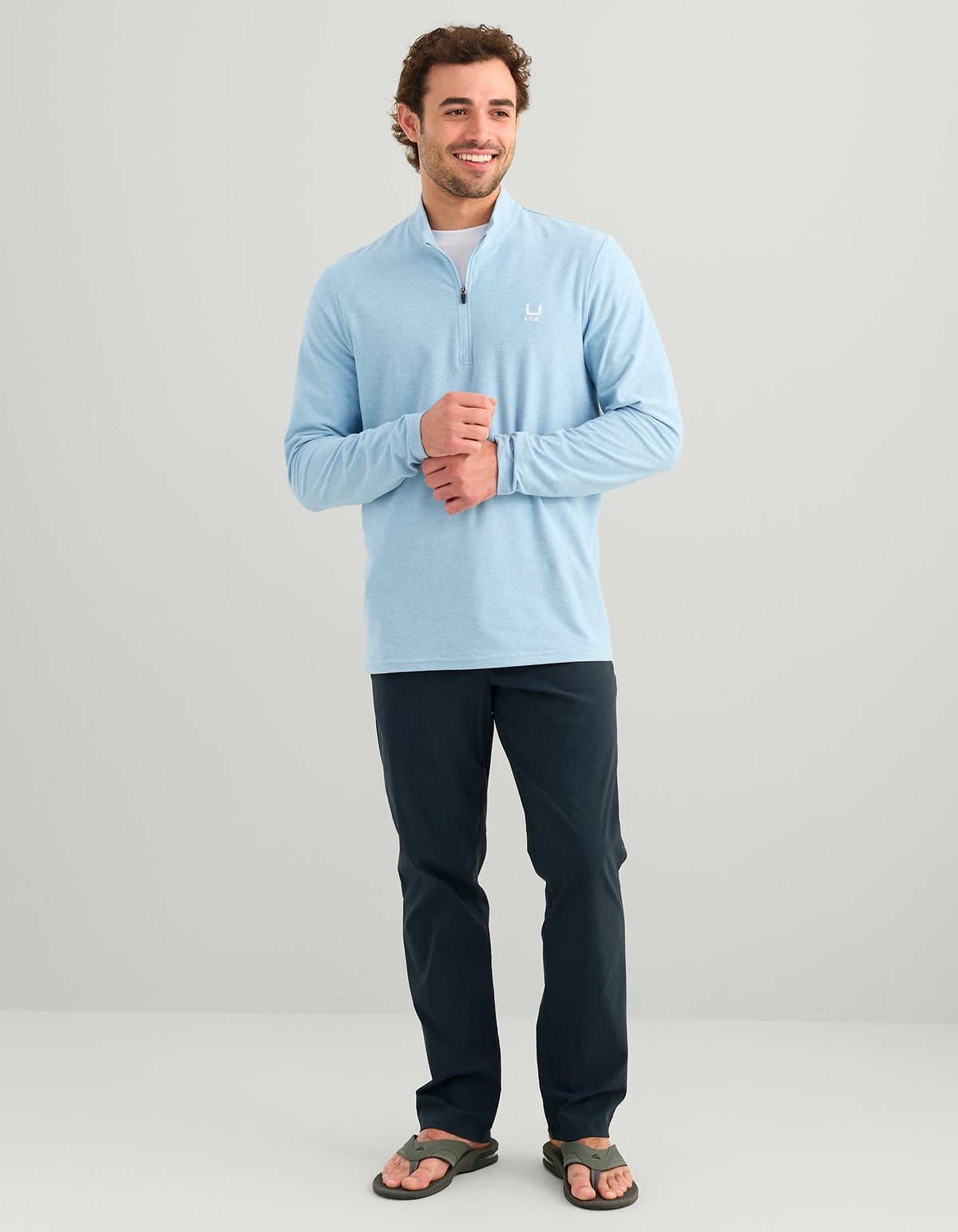 Huk Leeward Lightweight Fleece 1/4 Zip - Cerulean Heather