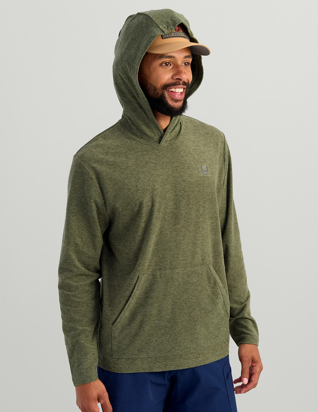 Huk Leeward Lightweight Fleece Hoodie - Moss Heather