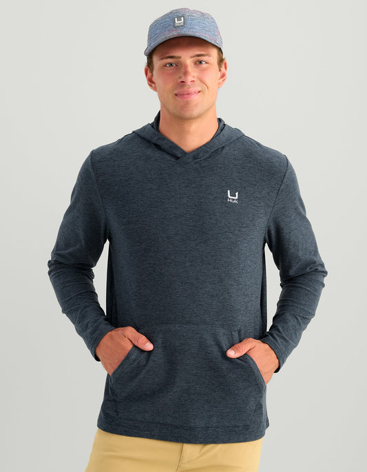 Huk Leeward Lightweight Fleece Hoodie - Sea Storm Heather