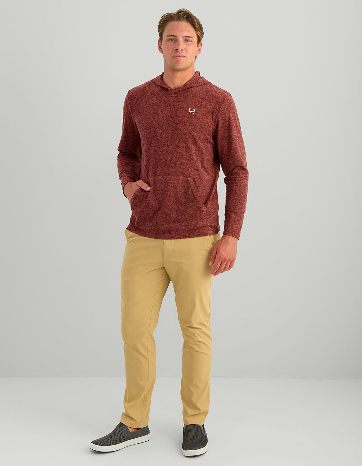 Huk Leeward Lightweight Fleece Hoodie - Port Heather