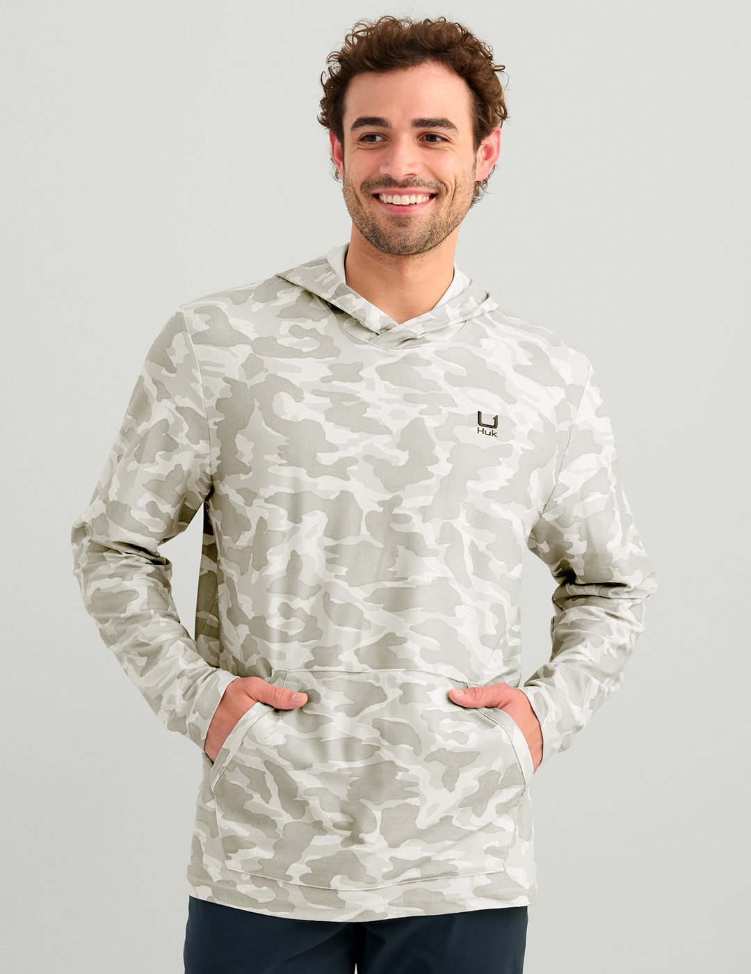 Huk Leeward Lightweight Fleece Hoodie - Seagull Camo