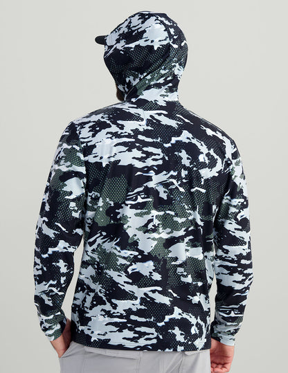 Huk KC Print Leeward Lightweight Fleece Hoodie - KC Black Grazier