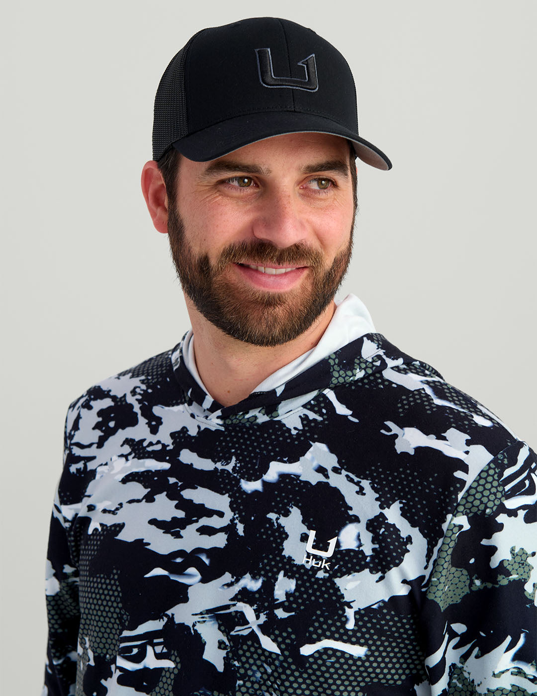 Huk KC Print Leeward Lightweight Fleece Hoodie - KC Black Grazier