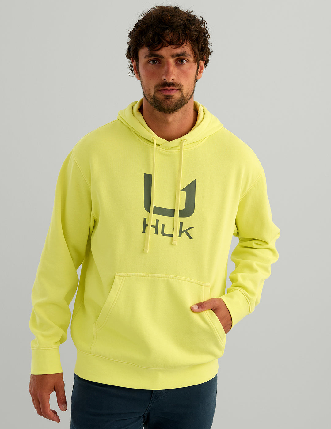 Huk Huk Barb U Cotton Fleece Hoodie - Vintage Chartreuse
