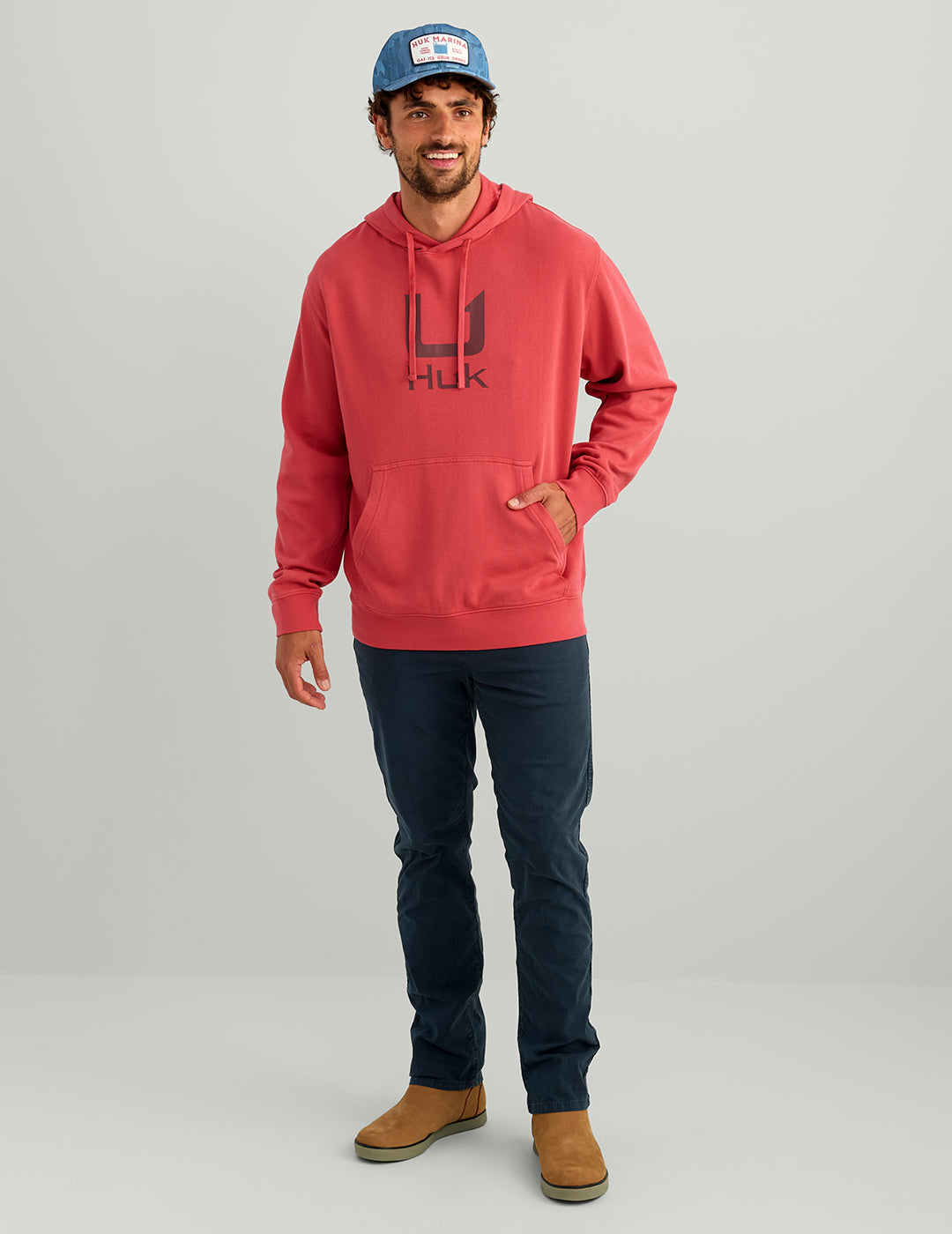 Huk Huk Barb U Cotton Fleece Hoodie - Mineral Red